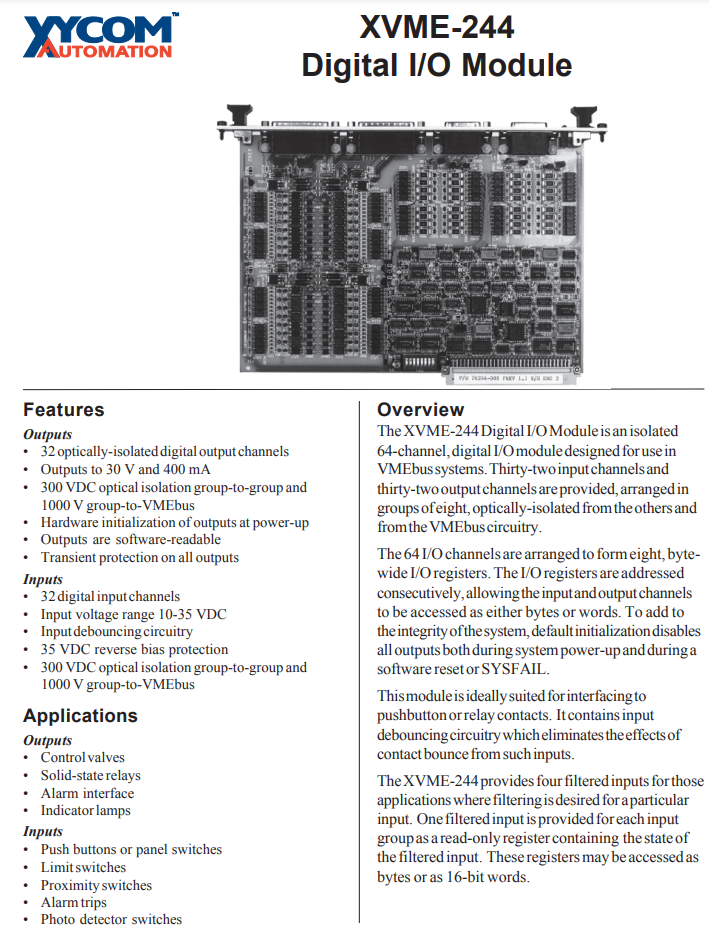 XYCOM XVME-400/1 冗余模块